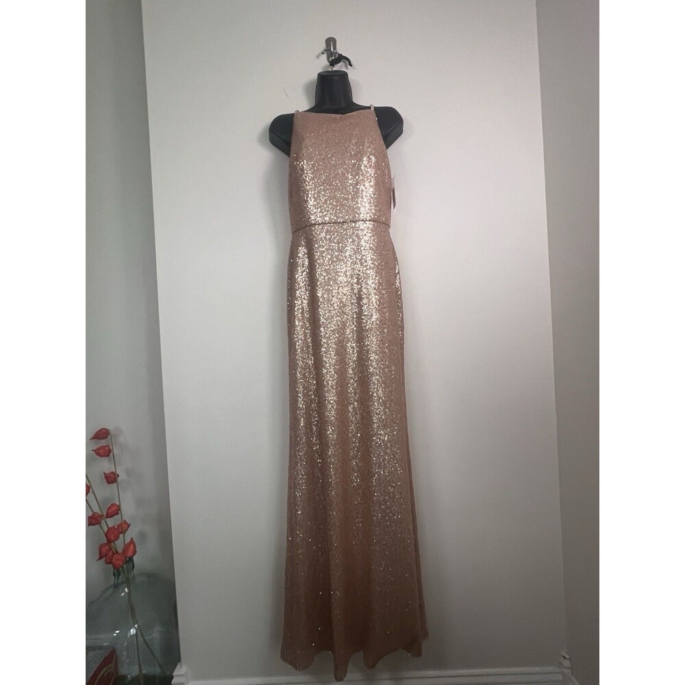 Dessy Collection NEW Size 4 Elle 3010 Sequin Rose Gold Gown Dress $284 - Picture 5 of 16
